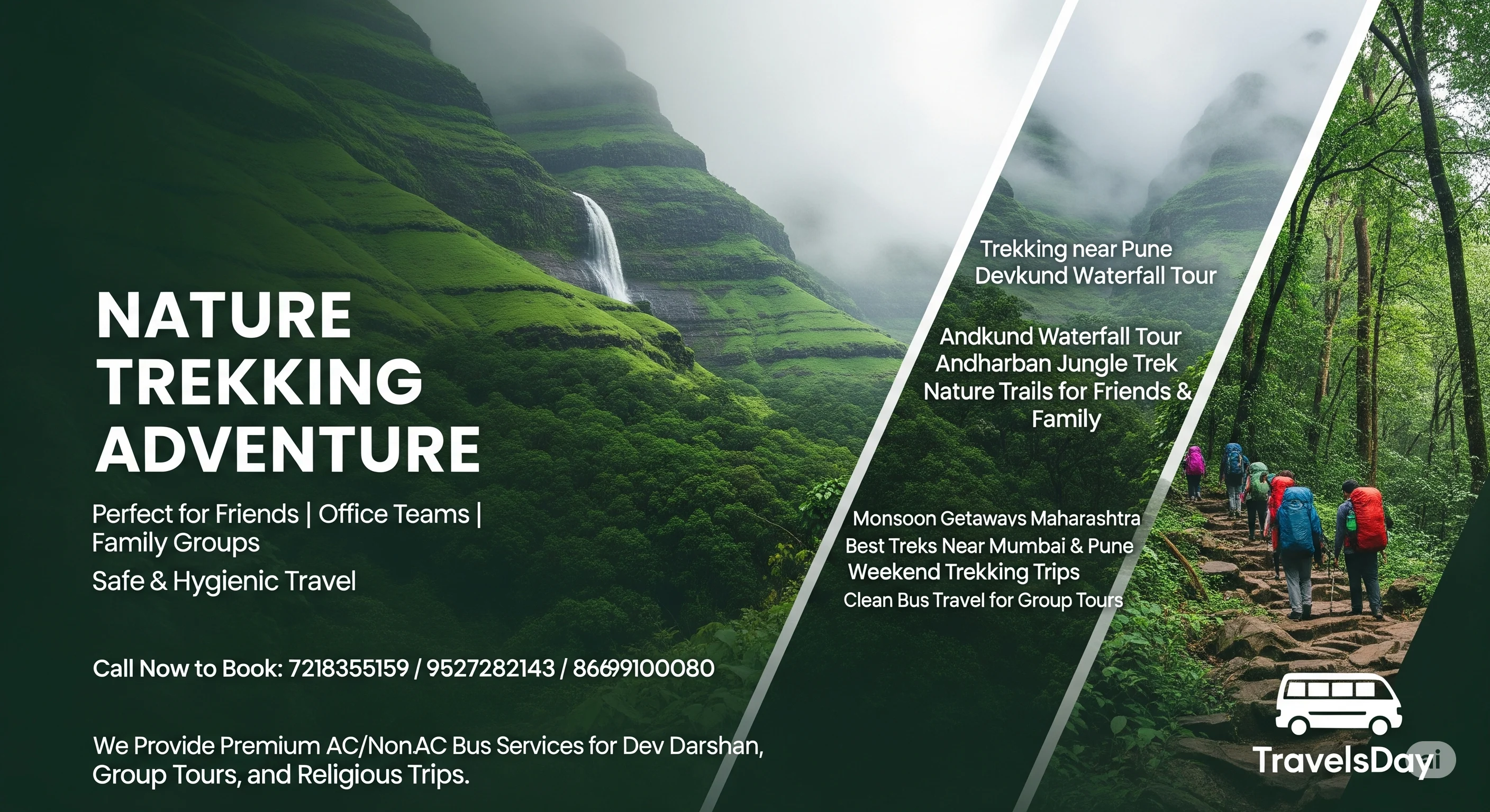 Adventure trekking and nature tours by AC bus and tempo traveller with TravelsDay