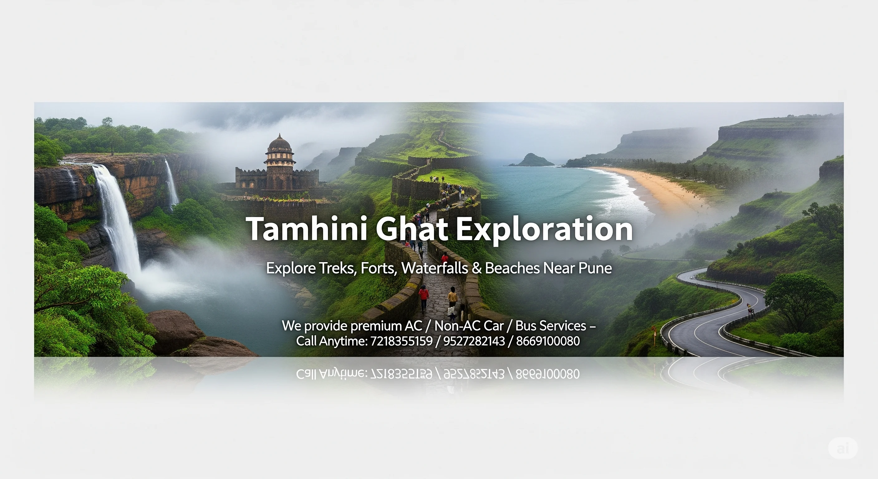 Tamhini Ghat tours by AC and non-AC bus or 20 seater tempo traveller