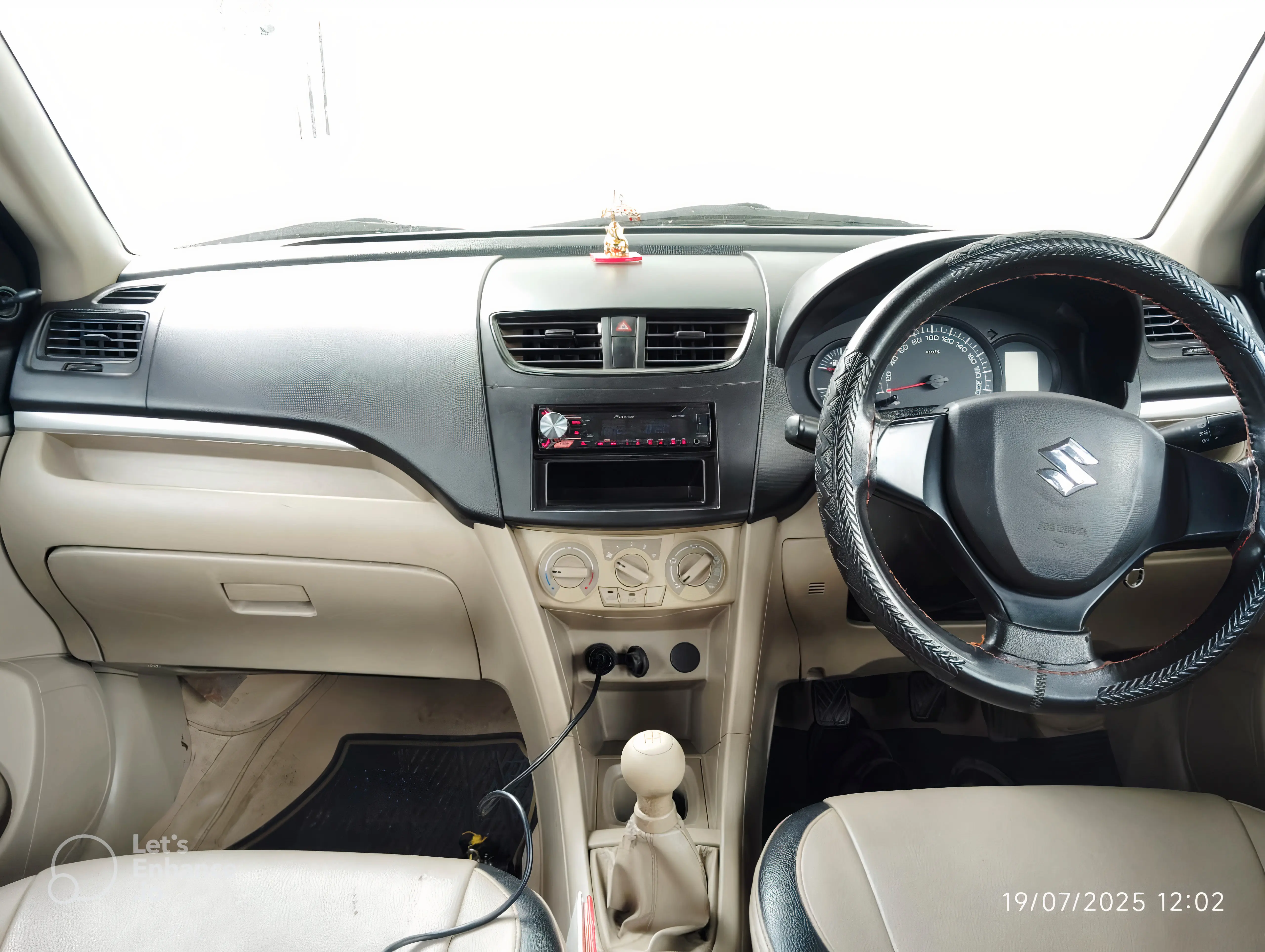 Swift Dzire taxi dashboard view, ideal for city cab service