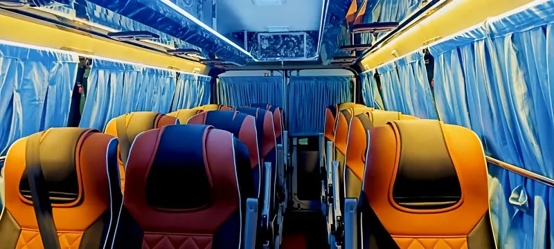 17-seater AC Tempo Traveller interior view, ideal for long journeys